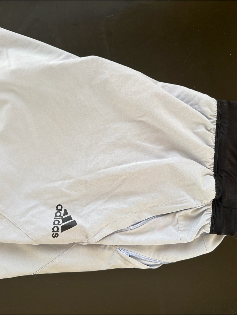 adidas Men’s Light Gray/purple Athletic Shorts with Black Waistband